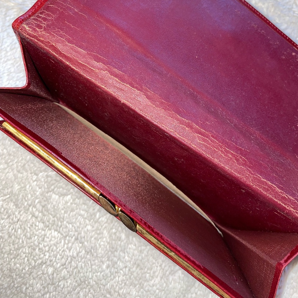 Vintage Celine Deep Red Tri-fold Sulky C Horse Carriage Oversized Wallet - Picture 2 of 11